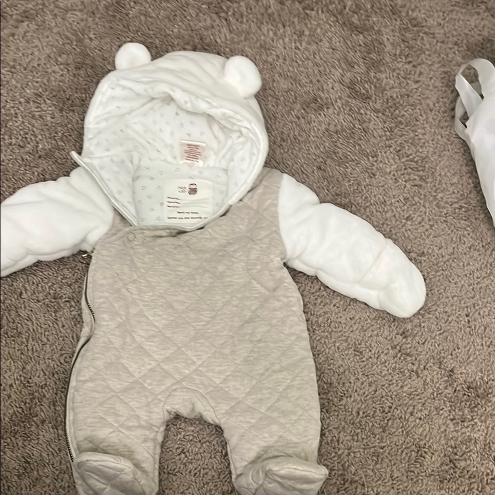 Quilted Baby Onesie with Bear Ears